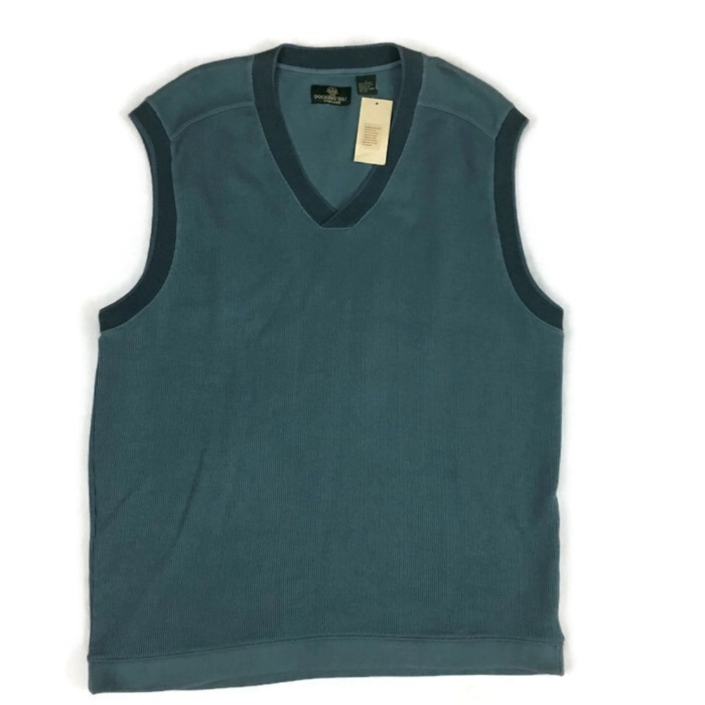 NEW Vintage Made In USA Golf Sweater Vest V-Neck Men’s L Pullover Green Cotton